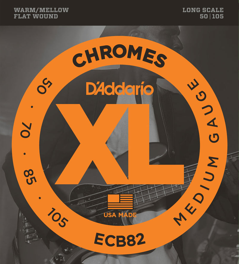 D'Addario ECB82 Chromes Flat Wound 50-105 Medium Gauge Bass Strings