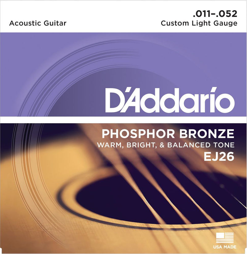 D'Addario EJ26 Phosphor Bronze Custom Light Acoustic Strings