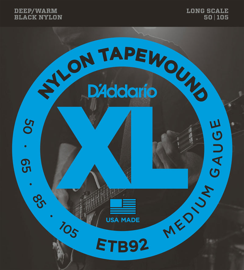 D'Addario ETB92 XL Nylon Tapewound 50-105 Medium Gauge Bass Guitar Strings