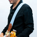 Franklin DN-BL-CG 2" Blue Distressed Denim Guitar Strap with Cognac Leather End Tab