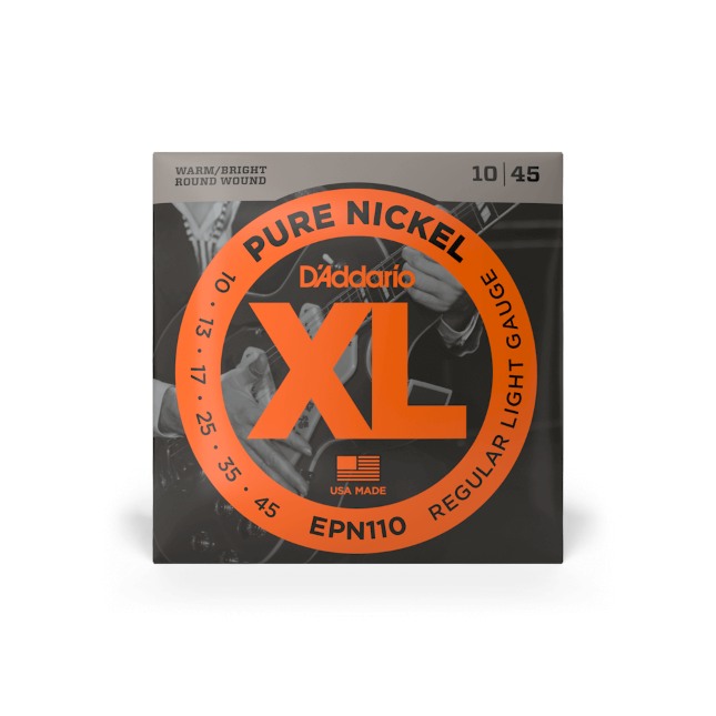 D'addario EPN110 10-45 Regular Light, XL Pure Nickel Electric Guitar Strings