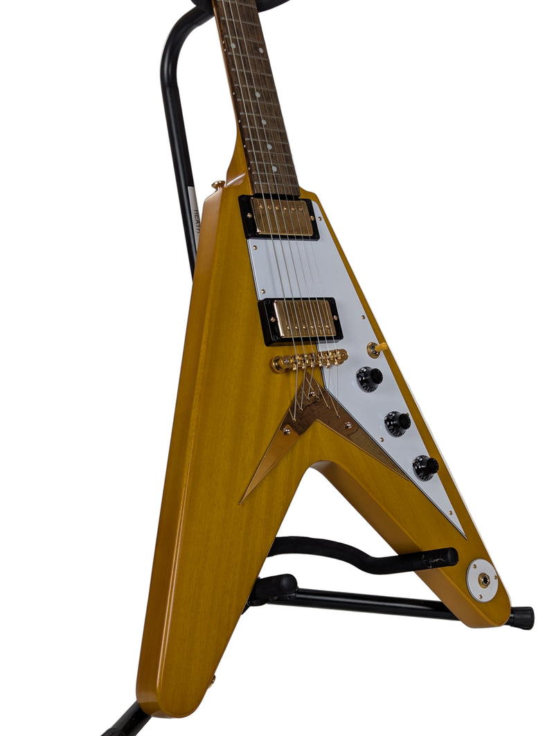 Epiphone Flying V, Korina Natural, Side One Close
