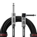 Gator Backline - 10ft Straight to Right Angle Braided Instrument Cable - Black/Black Gator Cases
