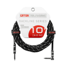 Gator Backline - 10ft Straight to Right Angle Braided Instrument Cable - Black/Grey Gator Cases