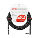 Gator Backline - 20ft Straight to Right Angle Braided Instrument Cable - Black/Grey Gator Cases