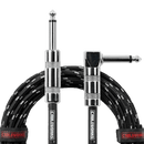 Gator Backline - 20ft Straight to Right Angle Braided Instrument Cable - Black/Grey Gator Cases