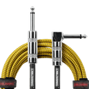Gator Backline - 20ft Straight to Right Angle Braided Instrument Cable - Brown/Yellow Gator Cases