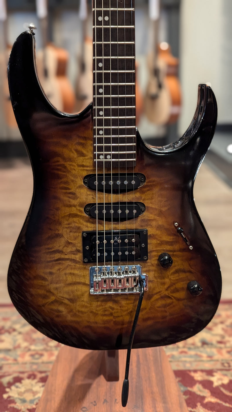 Washburn Quilted Maple Blackburst SSH Electric Guitar