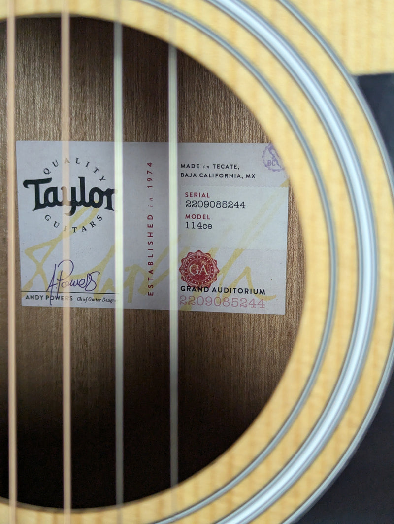 Taylor 114ce Inside Label