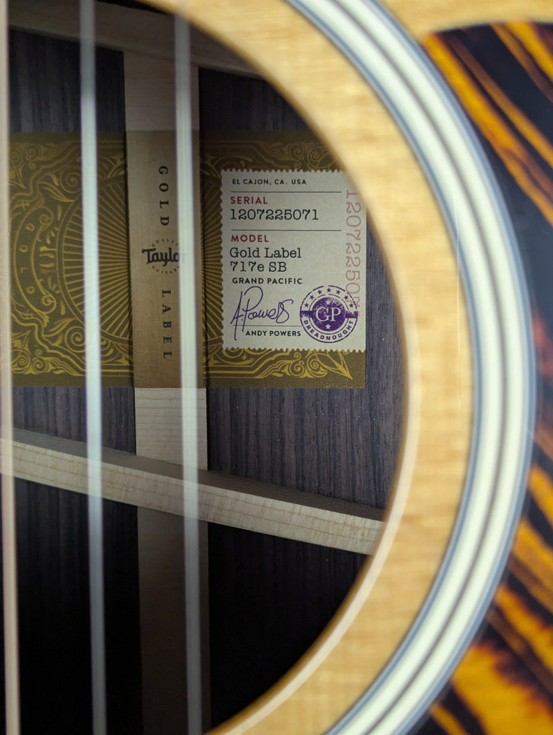 Taylor Gold Label 717e SB Inside Label