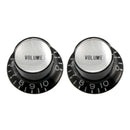 Allparts PK-0184 Set of 2 Volume Reflector Knobs - Black with Silver / Pack of 2