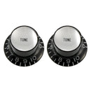 Allparts PK-0182 Set of 2 Tone Reflector Knobs - Black with Silver / Pack of 2