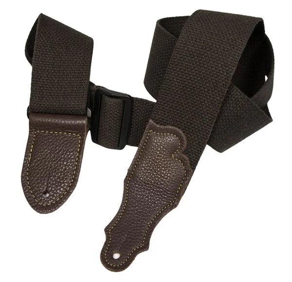 Franklin Cotton Guitar Strap - Glove Leather End Tab Chocolate/Chocolate