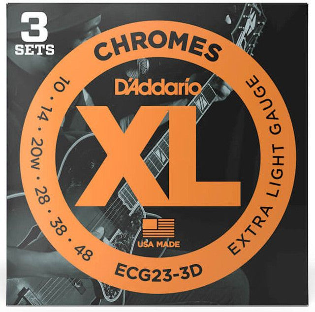 D'Addario ECG23-3D Chromes Extra Light 10-48 3-Pack