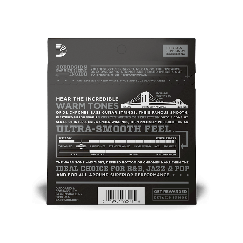 D'addario ECB81-5 Regular Light 5-String Long Scale Bass Strings