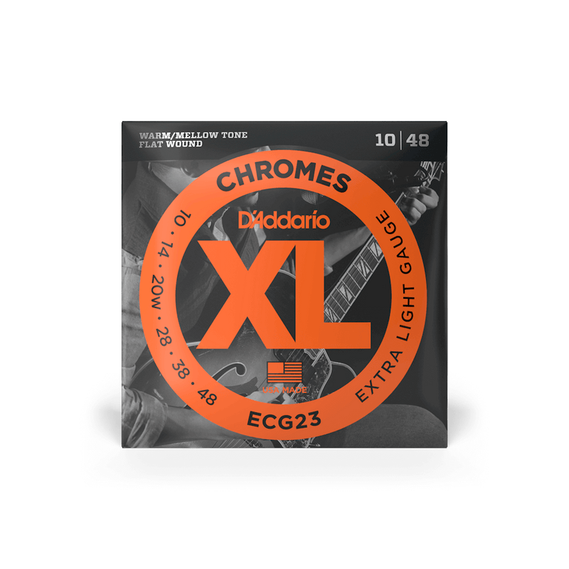 D'Addario ECG23 Chromes Flat Wound 10-48 Extra Light Gauge Electric Guitar Strings
