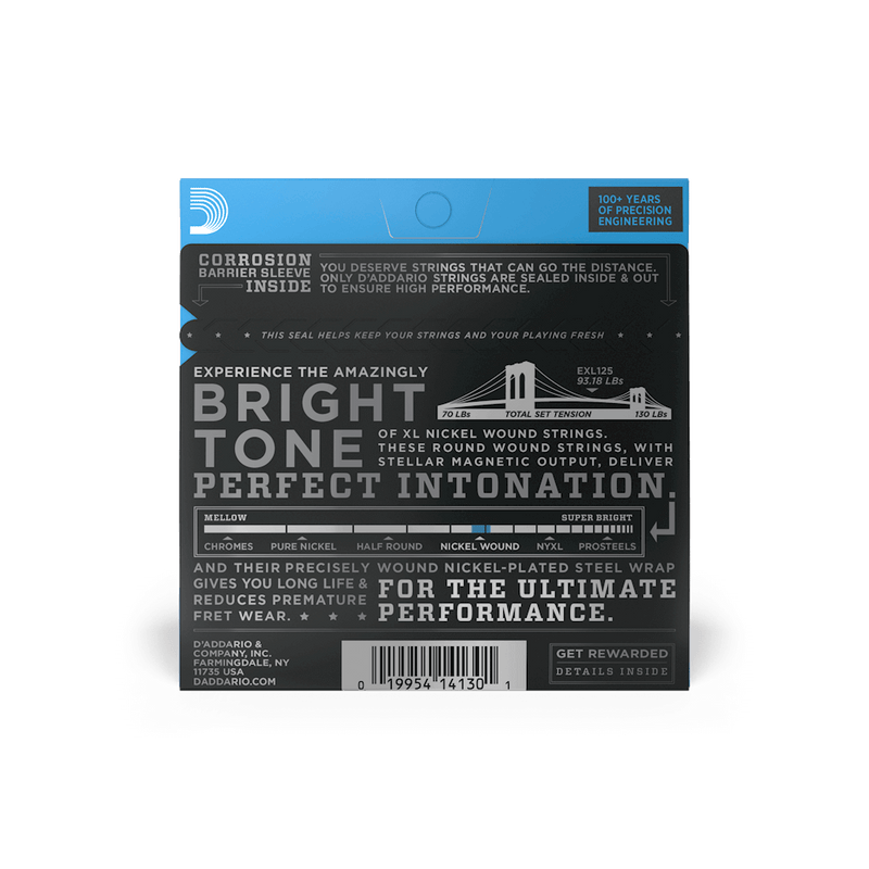 D'Addario EXL125 XL Nickel 09-46 Super Light Top/Regular Bottom Gauge Electric Guitar Strings