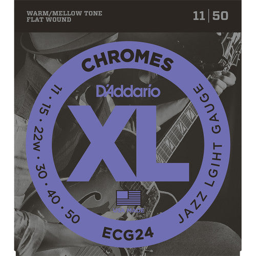 D'Addario ECG24 Chromes Flat Wound 11-50 Light Gauge Electric Guitar Strings