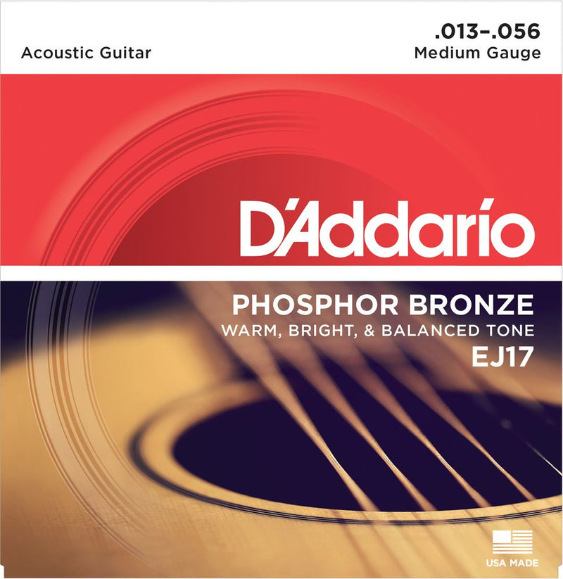 D'Addario EJ17 Phosphor Bronze 13-56 Medium Gauge Acoustic Guitar Strings