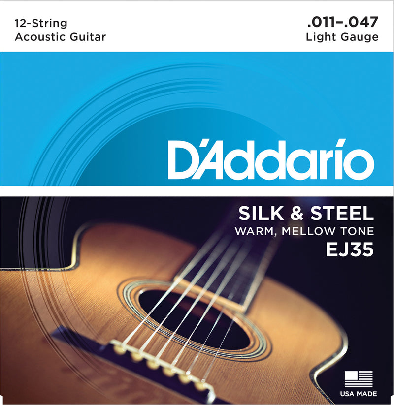 D'Addario EJ35 Silk and Steel 11-47 Light Gauge 12-String Acoustic Guitar Strings
