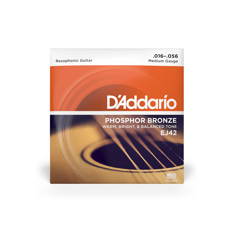 D'Addario EJ42 Phosphor Bronze 16-56 Medium Gauge Resophonic Guitar Strings