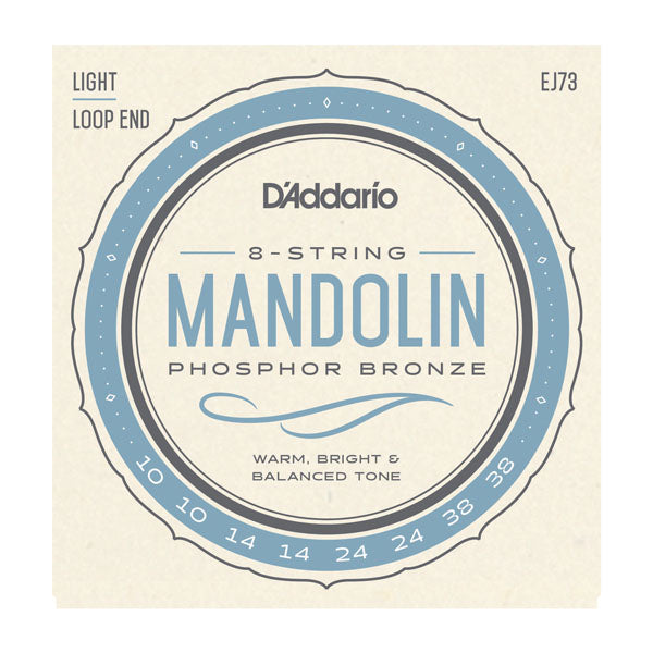 D'Addario EJ73 Phosphor Bronze 10-38 Light Gauge Loop End Mandolin Strings