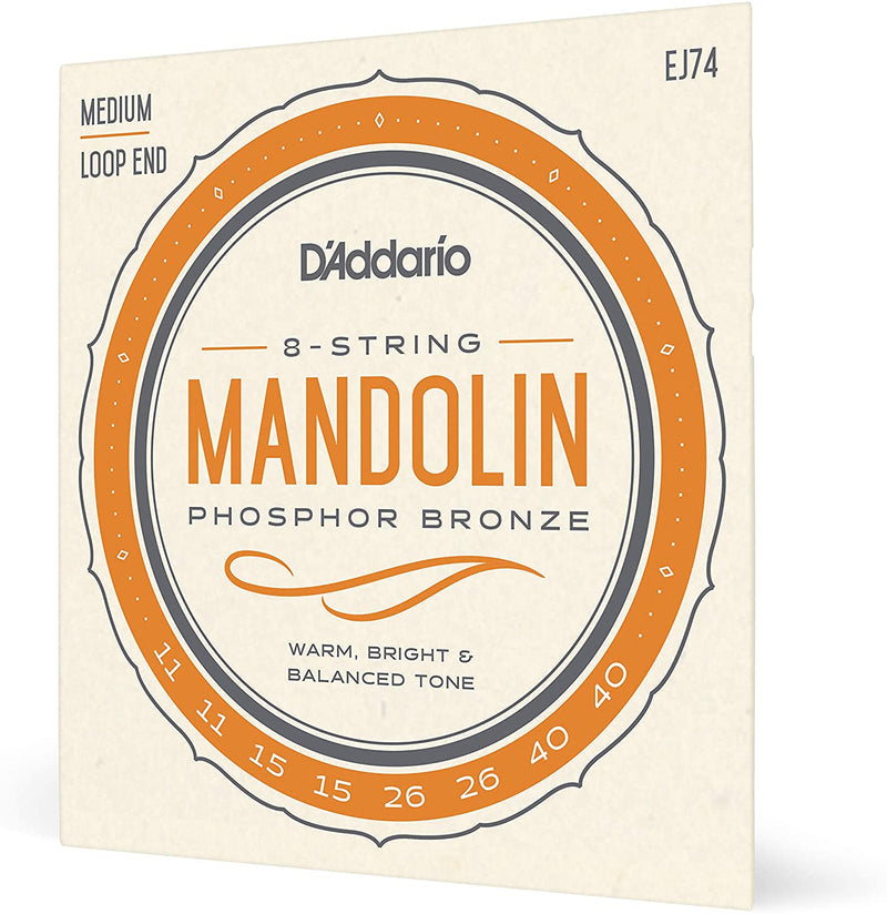 D'Addario EJ74 Phosphor Bronze 11-40 Medium Gauge Loop End Mandolin Strings