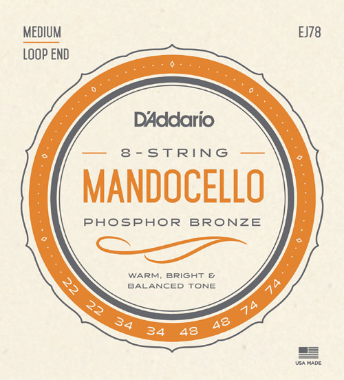 D'Addario EJ78 Phosphor Bronze 22-74 Medium Gauge Loop End Mandocello Strings