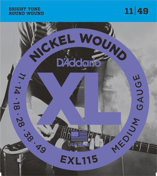 D'Addario EXL115 Nickel Wound 11-49 Medium Gauge Electric Guitar Strings