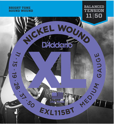 D'Addario EXL115BT Nickel Wound Balanced Tension 11-49 Medium Gauge Electric Guitar Strings