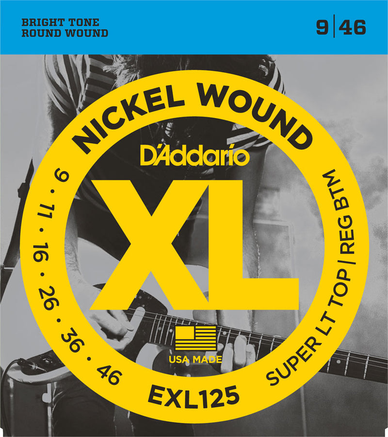 D'Addario EXL125 Nickel Wound 09-46 Super Light Top/Regular Bottom Gauge Electric Guitar Strings