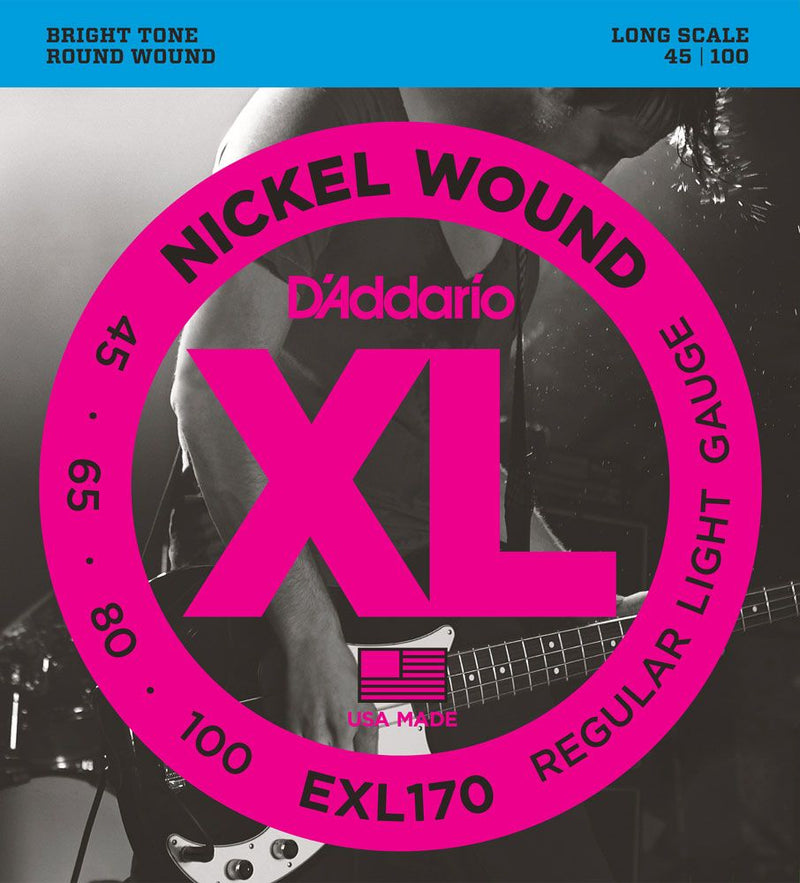 D'Addario EXL170 Nickel Wound 45-100 Regular Light Gauge Long Scale Electric Bass Strings