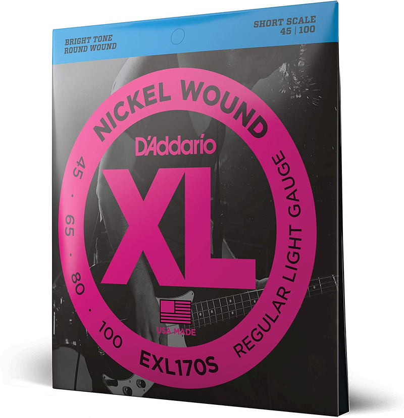 D'Addario EXL170S Nickel Wound 45-100 Regular Light Gauge Short Scale Bass Strings