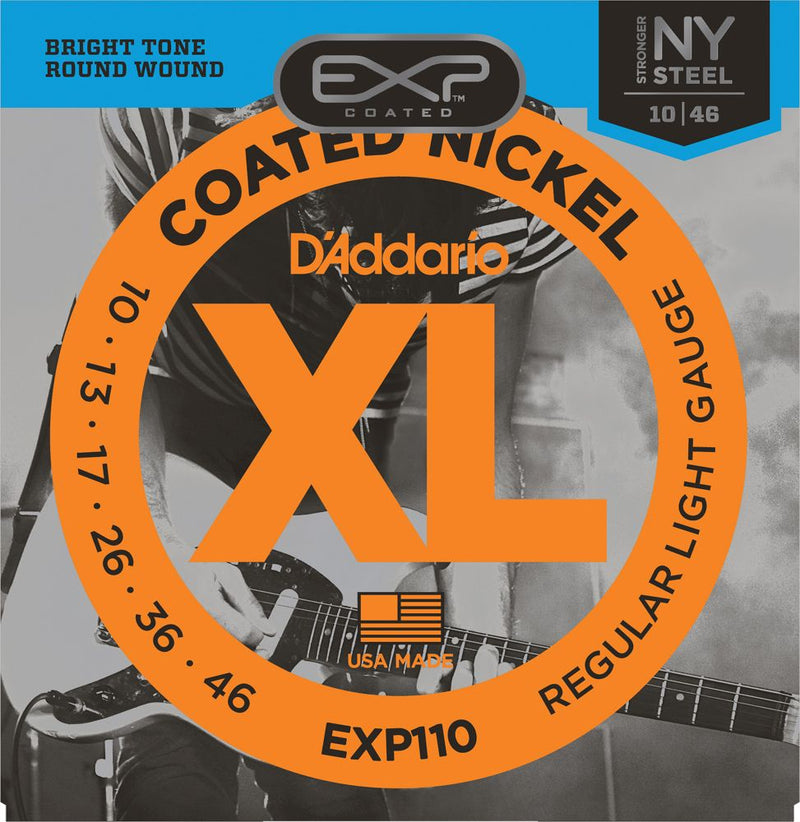 D'Addario EXP110 Coated Nickel 10-46 Regular Light Gauge Electric Guitar Strings