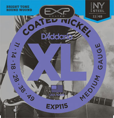 D'Addario EXP115 Coated Nickel 11-49 Medium Gauge Electric Guitar Strings