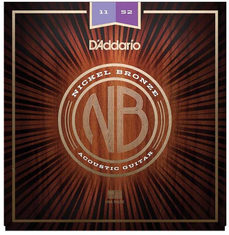 D'Addario NB1152 Nickel Bronze 11-52 Custom Light Gauge Acoustic Guitar Strings