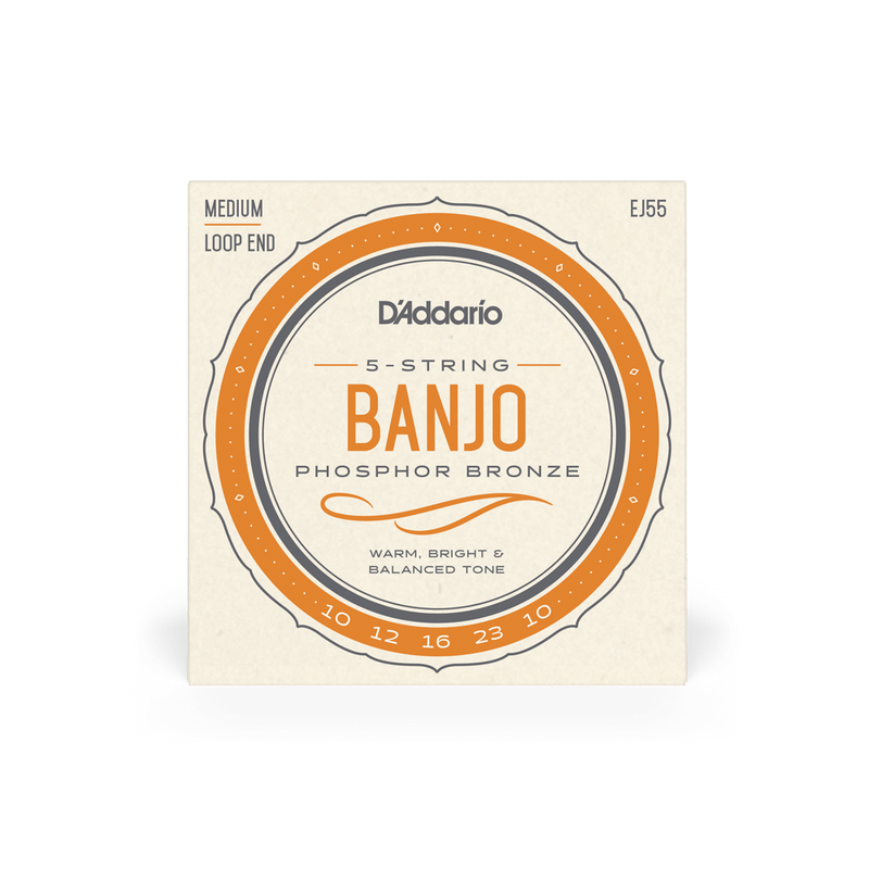 D'Addario EJ55 5-String Banjo Strings, Phosphor Bronze, Medium, .10-.23