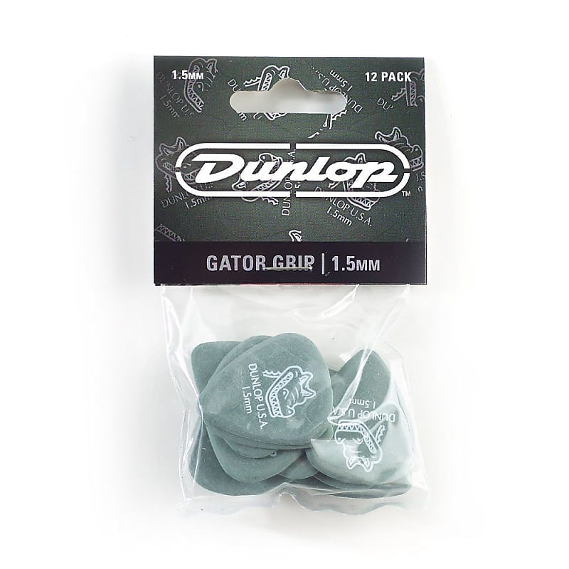 Dunlop 417P150 Gator Grip Guitar Picks 1.5mm Green - 12-Pack