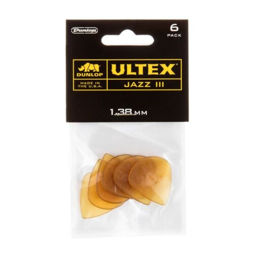 Dunlop 427P138 Ultex Jazz III Guitar Picks, 1.38mm - 6 Pack
