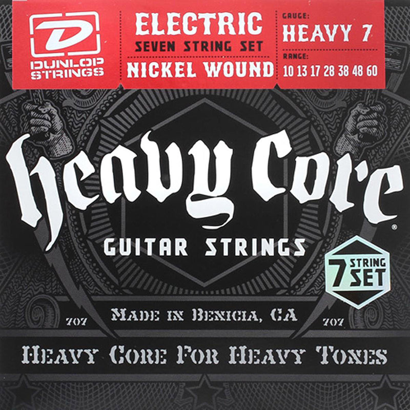 Dunlop DHCN1060 Nickel Wound Heavy Core 10–60 Heavy Gauge Electric Guitar Strings - 7 String