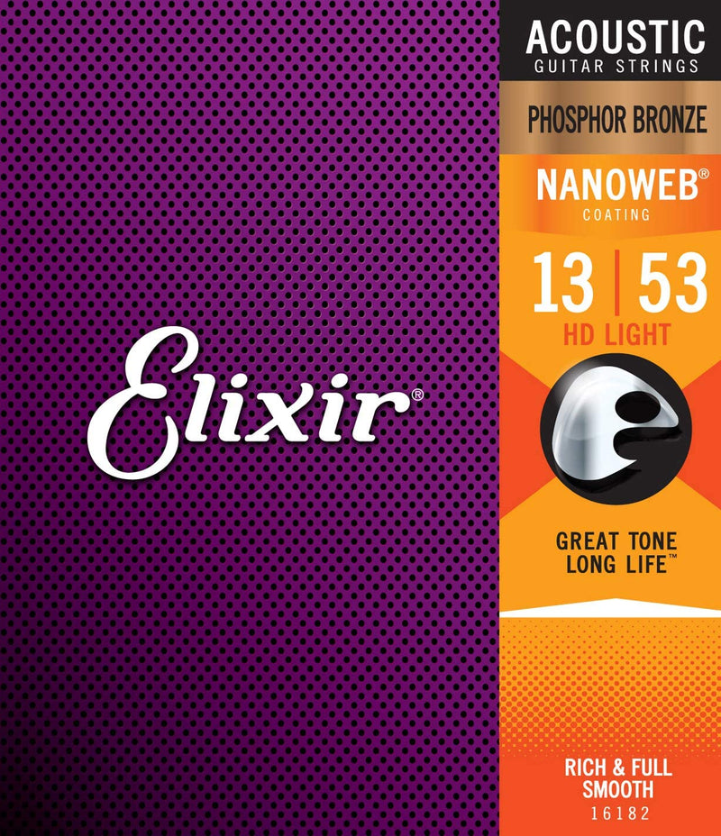 Elixir Nanoweb Phosphor Bronze 13-53 HD Light Gauge Acoustic Guitar Strings