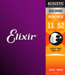 Elixir Nanoweb 80/20 Bronze 11-52 Custom Light Gauge Acoustic Guitar Strings