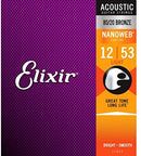 Elixir Nanoweb 80/20 Bronze 12-53 Light Acoustic Guitar Strings