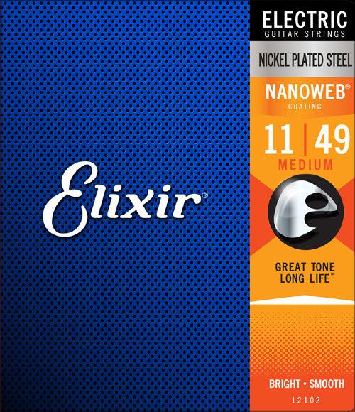 Elixir Nanoweb Nickel Plated 11-49 Medium Gauge Electric Guitar Strings