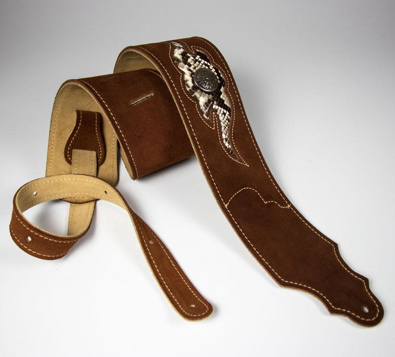 Franklin 8S2C-RU-SN Sculpted Suede with Snakeskin Leather Inlay Guitar Strap