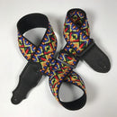 Franklin F1-MLT 2' Multi Retro Folk Weave Black Leather End Tab Guitar Strap