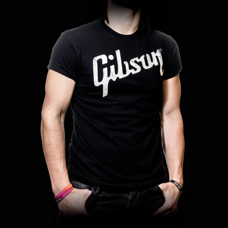 Gibson Distressed Gibson Logo T-Shirt - Black
