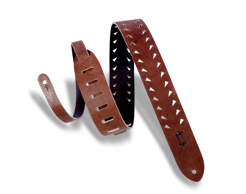 Levy's M12TTV-BRN 2" Veg-tan Leather Guitar Strap With Tooth Punch Out