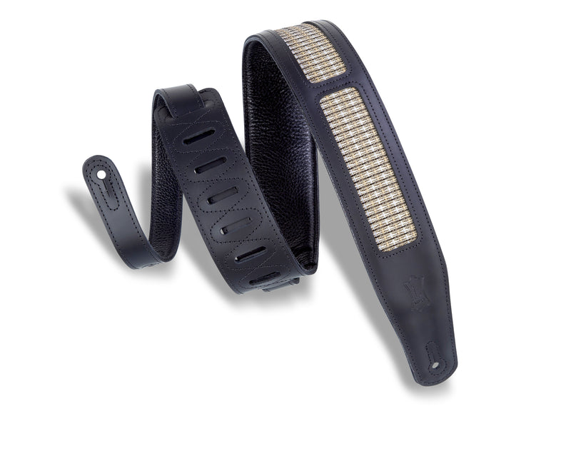 Levy's MCG26A-BLK_CHA 2 1/2" Chrome-tan Leather Guitar Strap With Garment Leather Backing