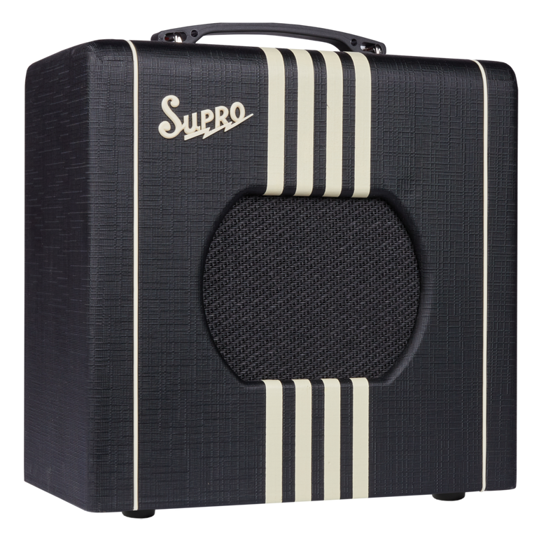 Supro 1818BC_US Delta King 8 Black with Creme Stripes Guitar Amplifier